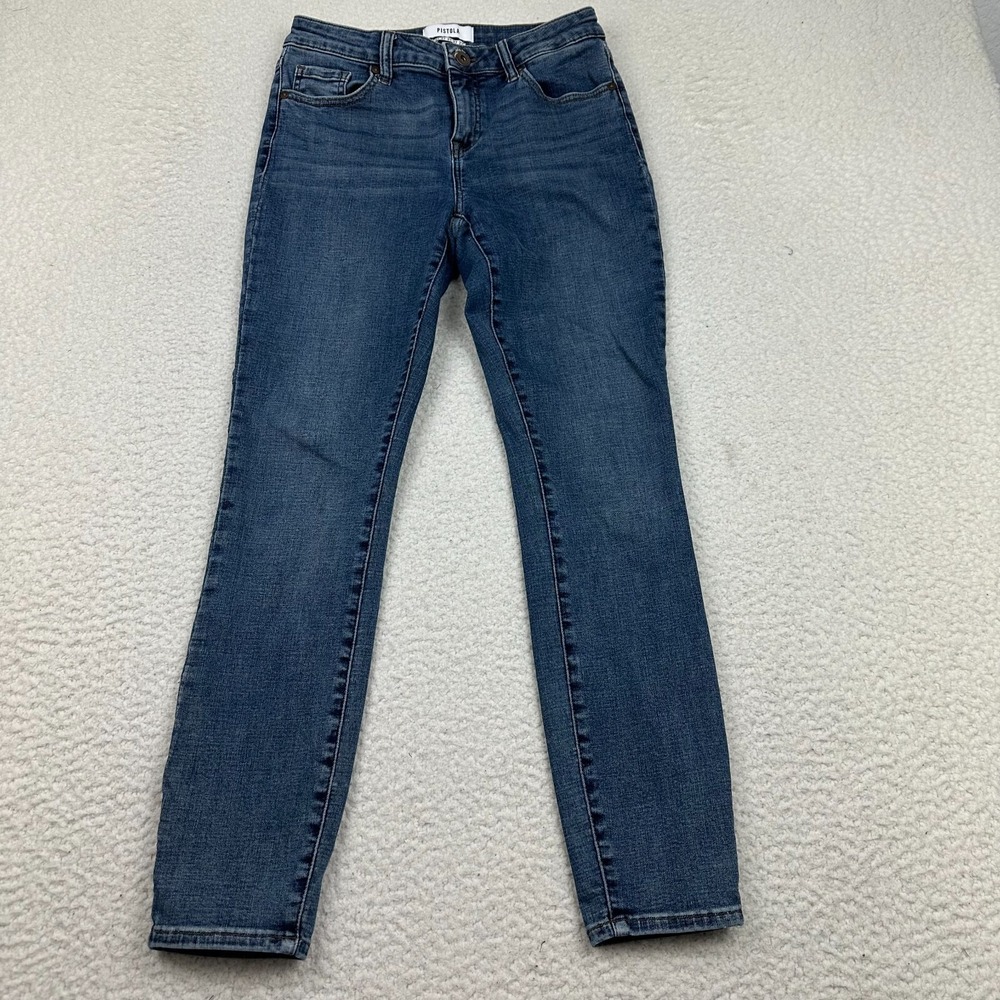 Pistola Jeans Women's 27 Revolve Skinny Mid Rise Stretch Denim‎ Whiskered Blue